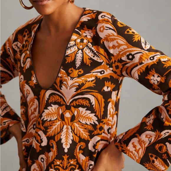 ✨ Anthropologie Bell-Sleeve Mini Dress Sz L - Picture 4 of 5